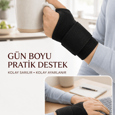 Ayarlanabilir Başparmak Destekli El Bilekliği Cırtlı Bilek Bandajı Spor ve Günlük Kullanım