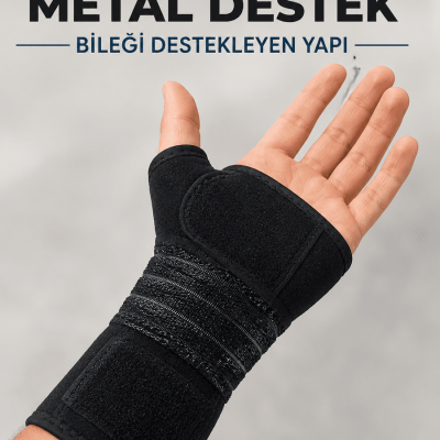 Ayarlanabilir El Bilek Desteği Metal Destekli Cırtlı Bileklik El Ateli