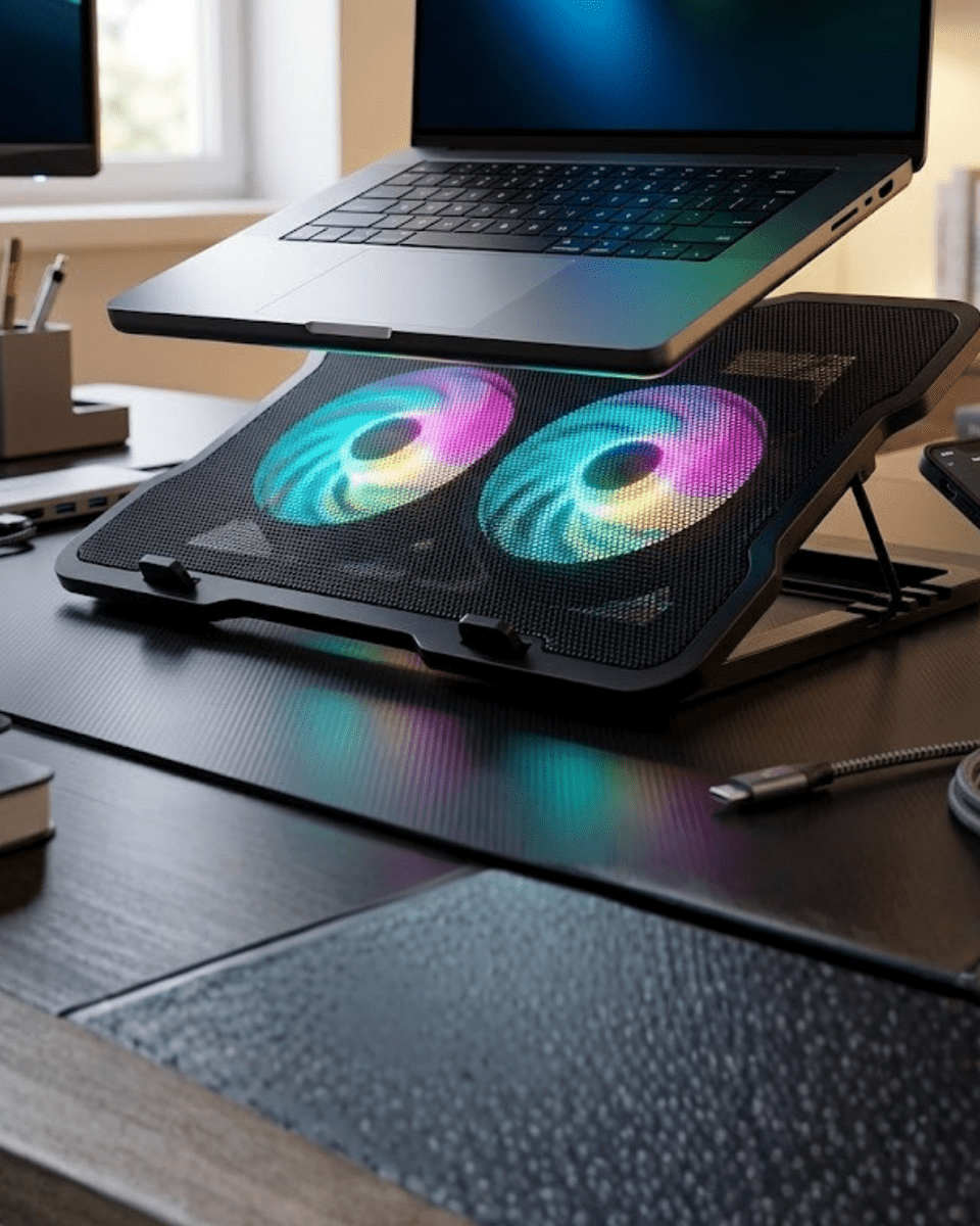 Ayarlanabilir Laptop Soğutucu Çift Fan RGB Işıklı Sessiz Çalışan