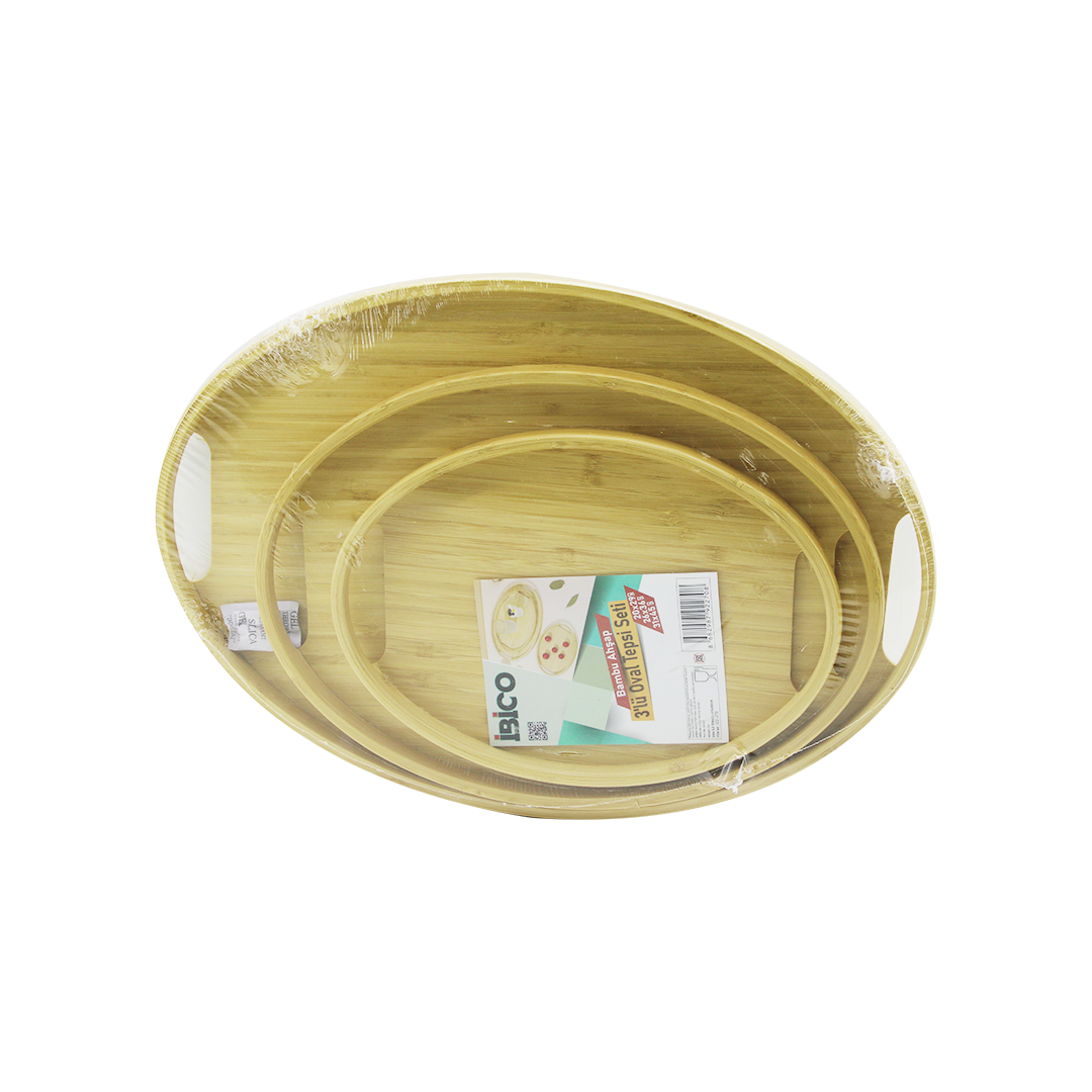Bambu Ahşap Oval Tepsi 3 Boy