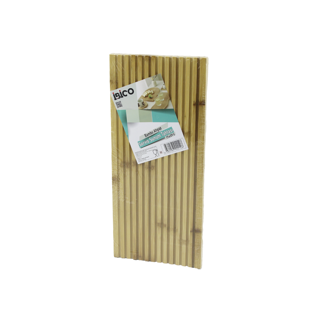 Bambu Servis Sunum Tahtası 17x39x1.5 cm - Çift Taraflı Düz & Kanallı