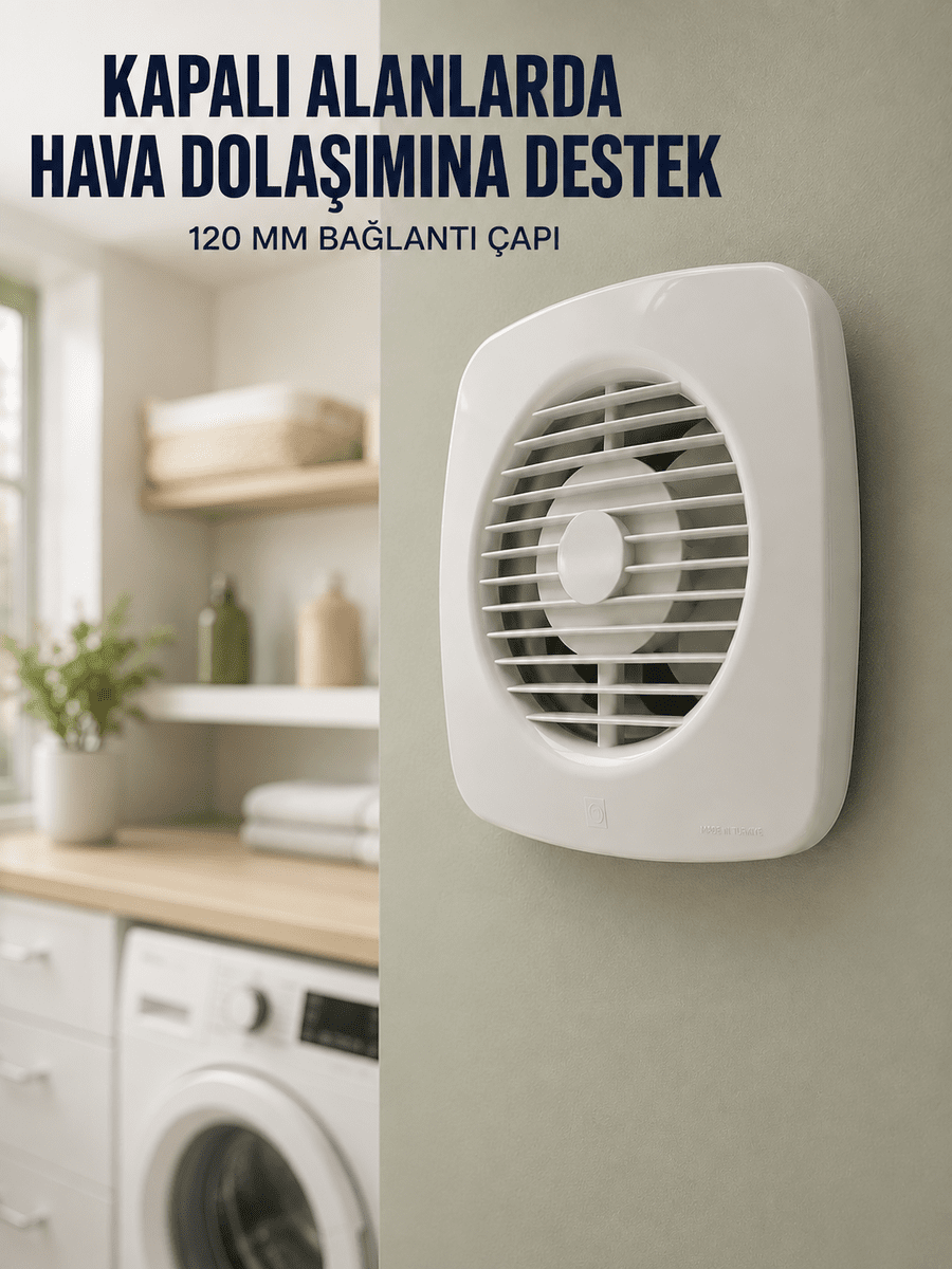 Banyo WC Mutfak Aspiratörü 16 W 120 mm Havalandırma ve Hava Tahliye Fanı