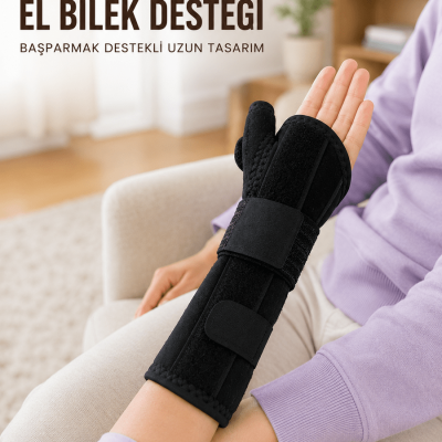 Başparmak Destekli El Bilek Ateli Metal Destekli Statik Bileklik Ayarlanabilir