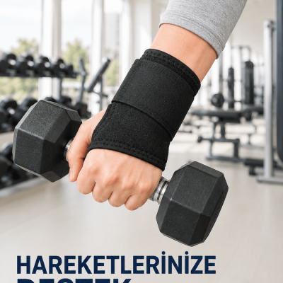 Başparmak Geçişli El Bilek Desteği Ayarlanabilir Cırtlı Bileklik Bandajı Siyah
