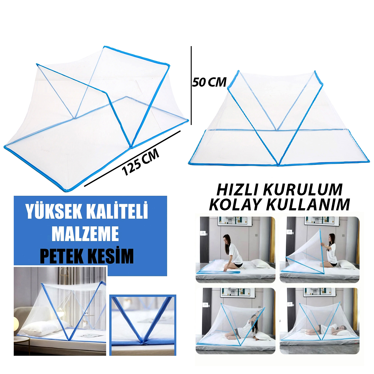 Bebek ve Çocuk Portatif Sinek Koruyucu Cibinlik 50x125 cm