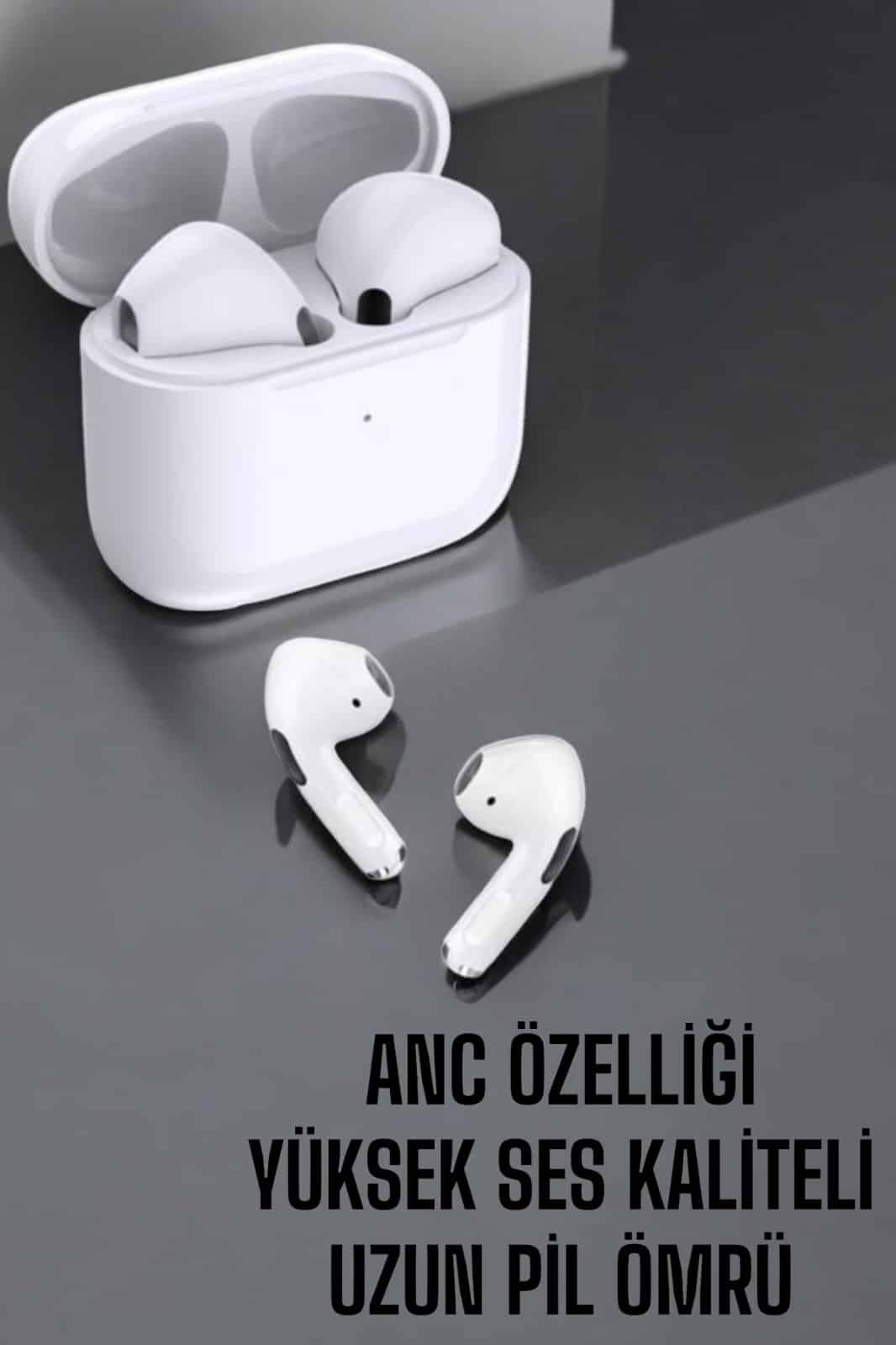 Beyaz Yeni Nesil Pro Bluetooth Kulaklık Yüksek Ses Kaliteli ANC Özelliği