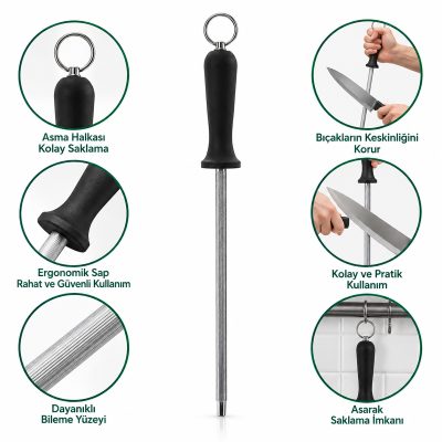 Bıçak Bileme Taşı 30 cm Metal Askılı