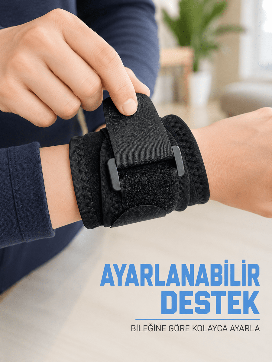 Bilek Destekliği Ayarlanabilir Çift Bantlı Cırtlı Sporcu Bilekliği