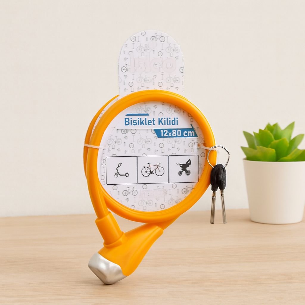 Bisiklet Kilidi Anahtarlı Çelik Tel 12mm x 80cm
