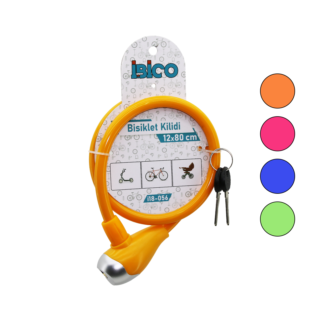 Bisiklet Kilidi Anahtarlı Çelik Tel 12mm x 80cm