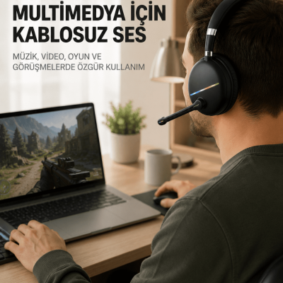 Bluetooth 5.0 RGB Işıklı Mikrofonlu Kablosuz Kulak Üstü Kulaklık