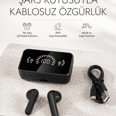 Bluetooth 5.1 Destekli  bluetooth kulaklık – ANC ve Stereo Sesli