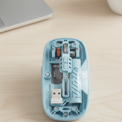 Bluetooth 5.2 ve 2.4G USB Kablosuz Mouse Pilli Mavi Tasarım