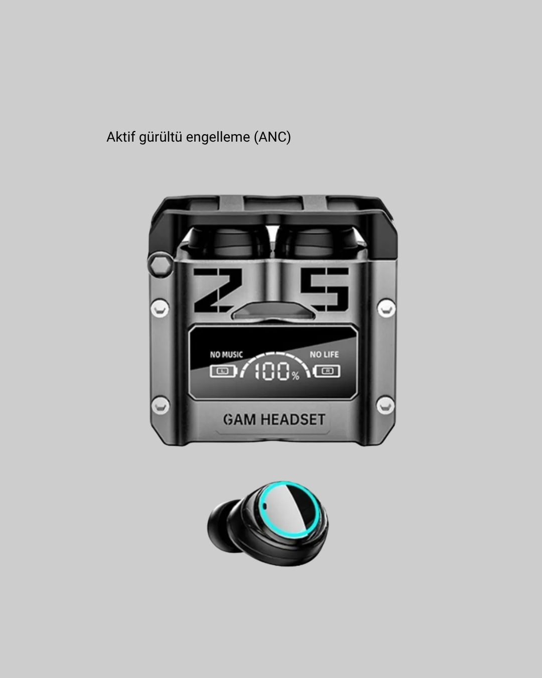 Kablosuz Bluetooth 5.3 Kulaklık – Aktif Gürültü Engelleme ve Gecikmesiz Oyun Modu