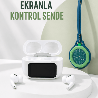 Bluetooth 5.4 Kablosuz Kulaklık Yeşil Askılı Analog Charm Saat İkili Set