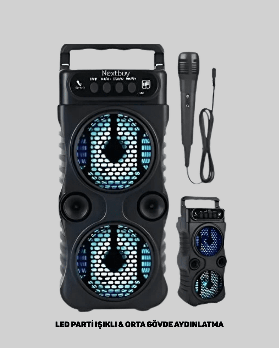 LED Işıklı Kablosuz Bluetooth Hoparlör Yüksek Ses Güçlü Bas Performansı Taşınabilir Şarjlı