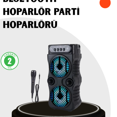 Bluetooth Bağlantılı Taşınabilir Hoparlör – LED Işıklı, FM Radyolu, Mikrofon Girişli