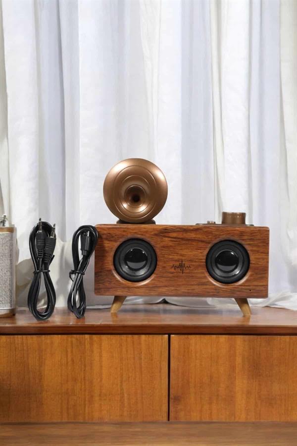 Bluetooth Hoparlör Ahşap Klasik Retro Gramofon Bluetooth Müzik Kutusu
