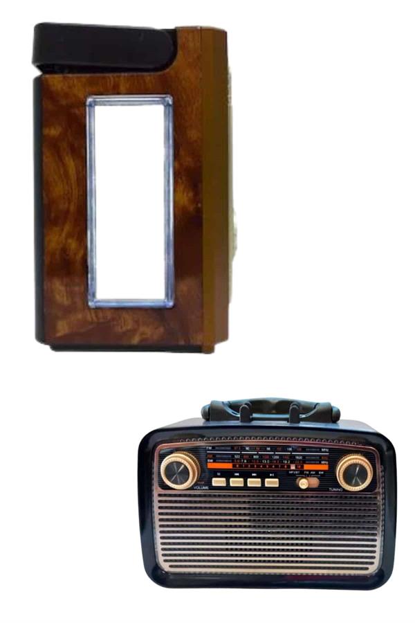 Bluetooth Hoparlör Ahşap Renk Vintage Işıklı Nostaljik Radyo Fm Ahşap Görünümlü