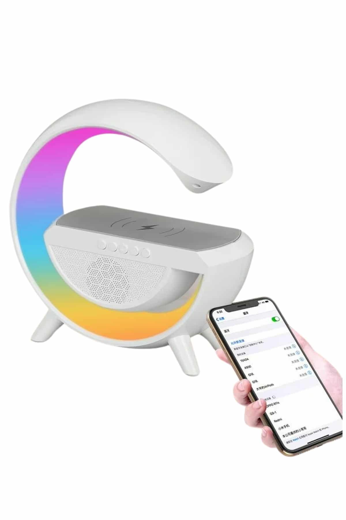 Bluetooth Hoparlör G Şekli Atmosfer Akıllı Rgb Lamba Wireless Kablosuz Şarj