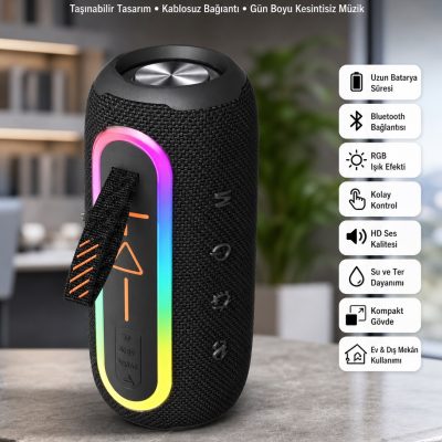 Bluetooth Hoparlör Uzun Pil Ömrü Taşınabilir Yüksek Ses Kaliteli