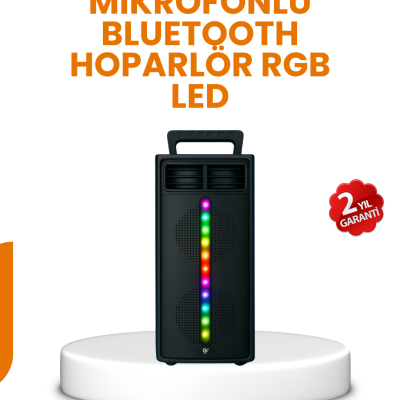 Bluetooth Işıklı Hoparlör – 2x5W Güç | USB + TF Kart + FM Radyo | Siyah Renk