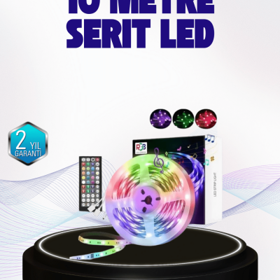 Bluetooth Kontrollü Smart Şerit Led 10M Sese Duyarlı RGB Aydınlatma