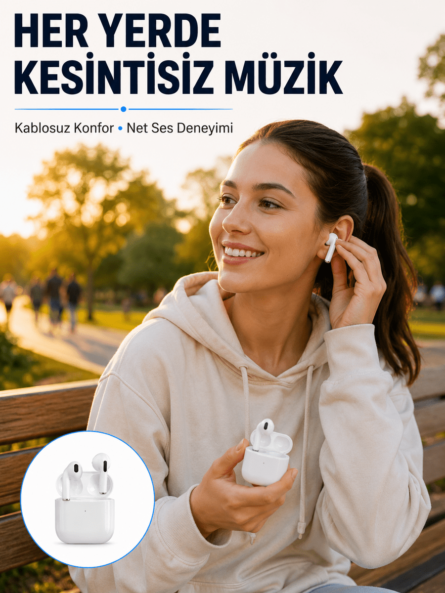 Bluetooth Kulaklık Beyaz Çağrı Cevaplama Dokunmatik Kontrol Kablosuz Yeni Nesil