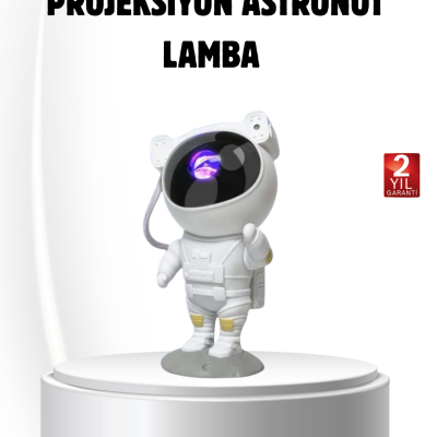 Bluetooth Müzikli Astronot Projeksiyon Lambası Yıldız ve Ay Efektli