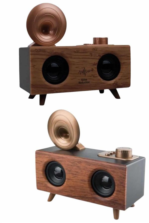 Bluetooth Nostalji Speaker Radyo Gramofon Ahşap Renk Vintage