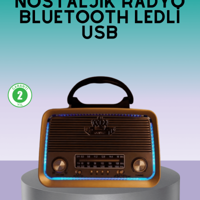 Bluetooth Özellikli Nostalji Radyo 3 Bant FM AM SW