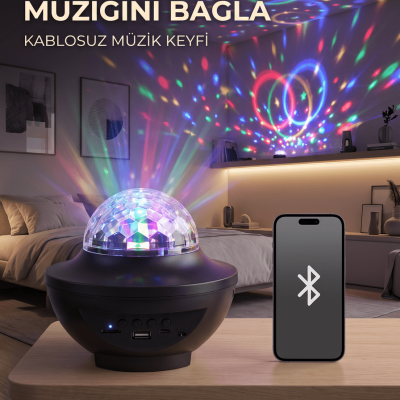 Bluetooth RGB Parti Işığı Hoparlörlü Disko Lambası MP3 USB ve Hafıza Kartı Destekli