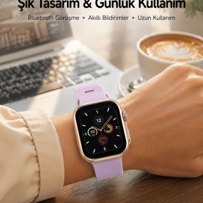 Bluetooth Telefon Görüşmesi, Nabız Ölçümü ve Uyku Takibi Özellikli Akıllı Saat