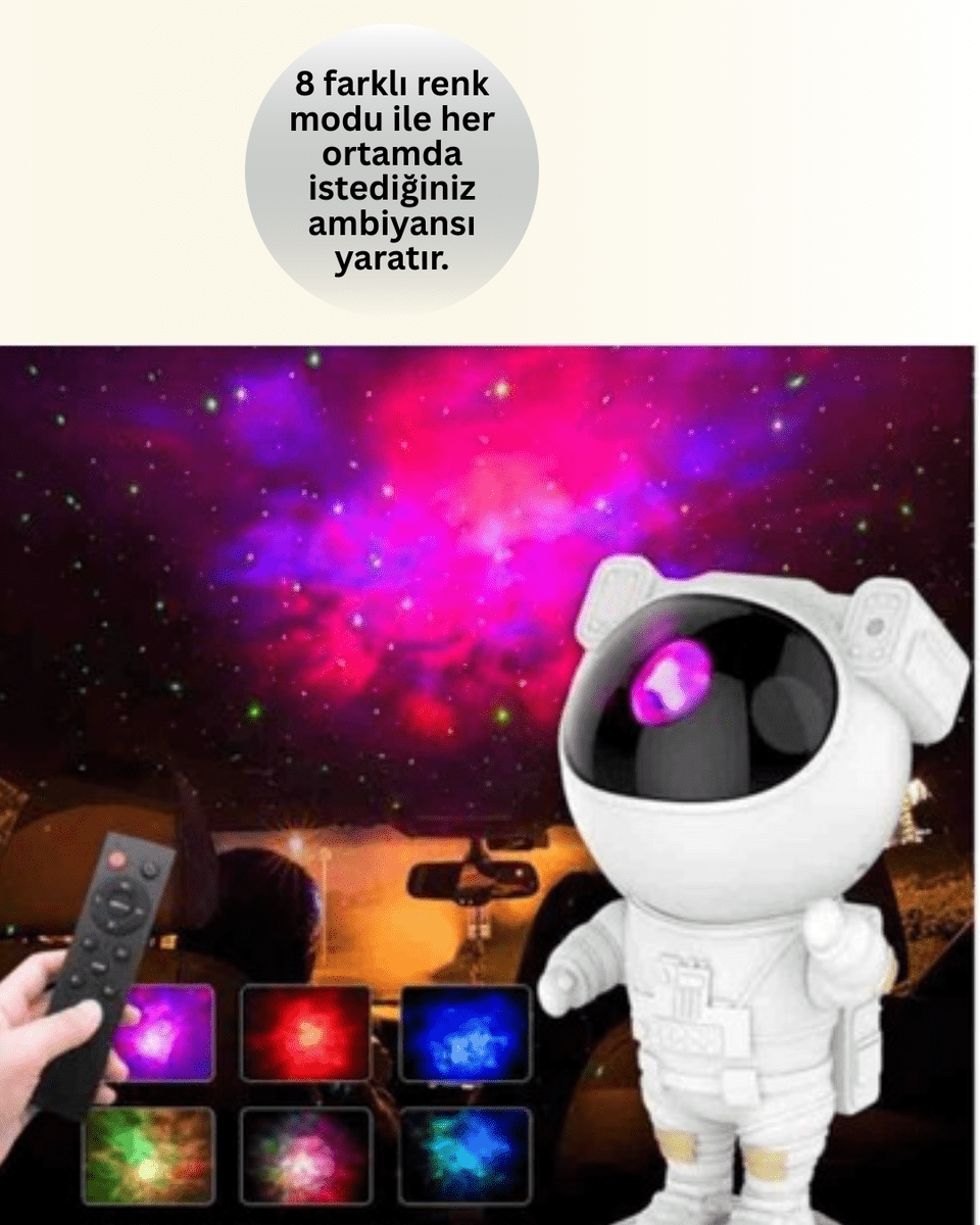 Dekoratif ve Fonksiyonel Astronot Projeksiyon Aydınlatma