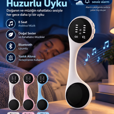 Bluetooth Yastık Altı Uyku Hoparlörü Sessiz Alarm Rahatlatıcı Doğal Sesler