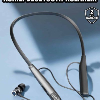 Boyun Askılı Bluetooth Kulaklık Uzun Şarj Süreli Dijital Göstergeli Kablolu