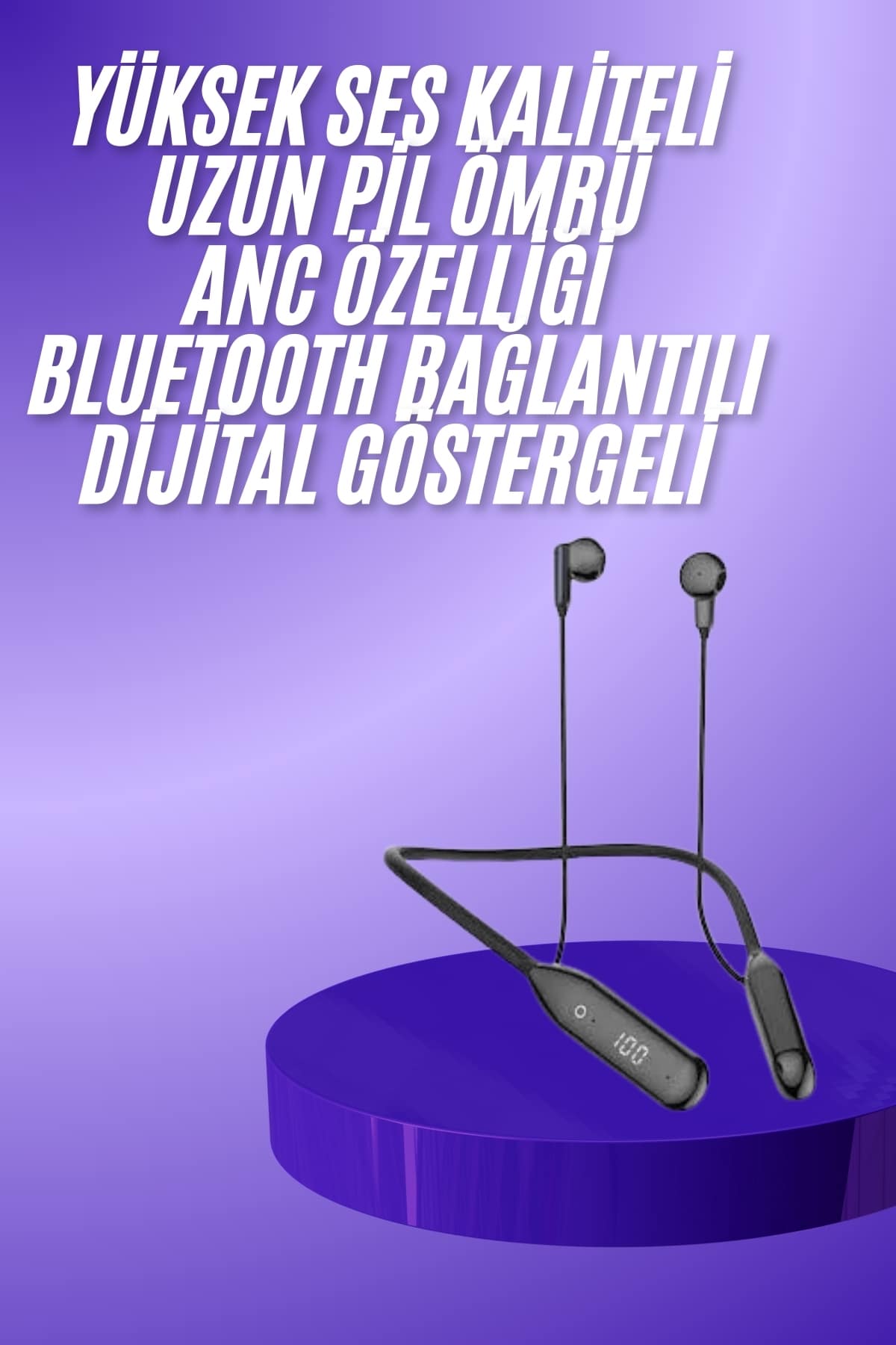 Boyun Bantlı Kablolu Yüksek Ses Kaliteli Bluetooth Kulaklık Uzun Pil Ömrü 100 saat sarj