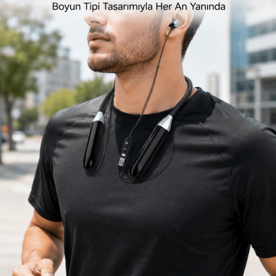 Boyun Tipi Bluetooth Kulaklık Kablosuz Mikrofonlu Uzun Kullanım Süreli Müzik ve Telefon Görüşme Kulaklığı