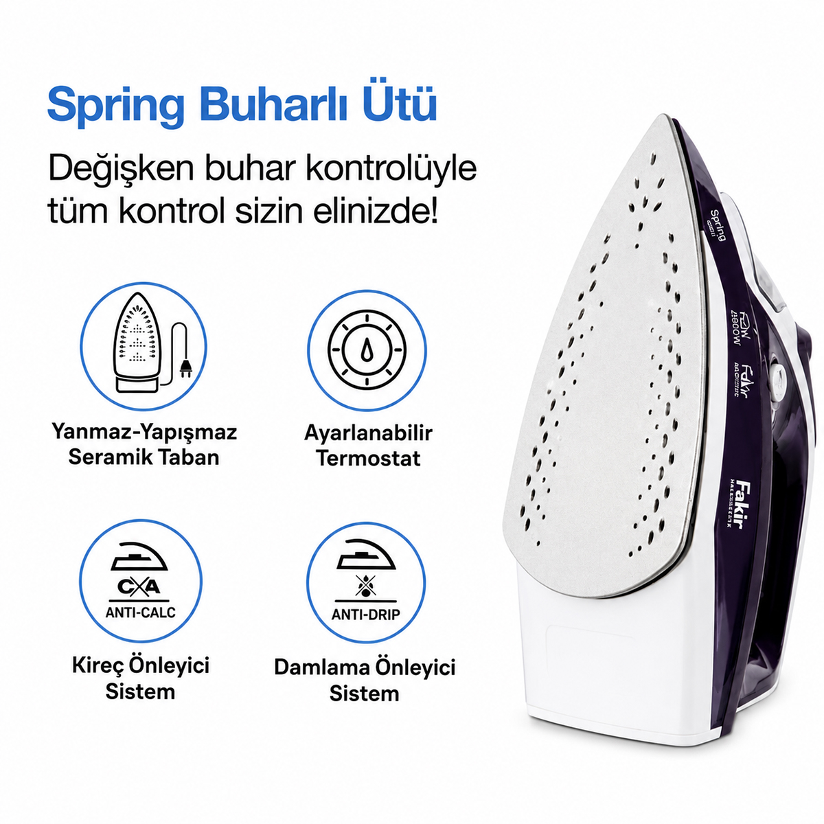 Buharlı Ütü 2600W Seramik Taban (Mor)