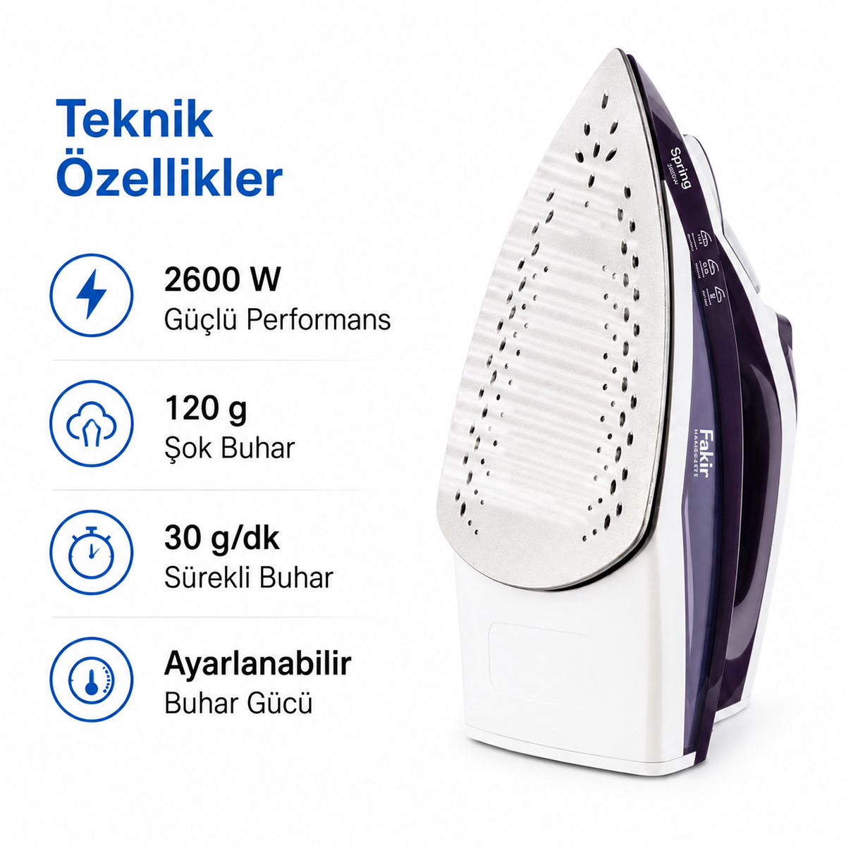 Buharlı Ütü 2600W Seramik Taban (Mor)
