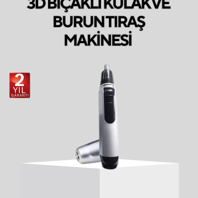 Burun Kulak ve Kaş Tıraş Makinesi 3D Keskin Bıçaklı Pil ile Çalışan