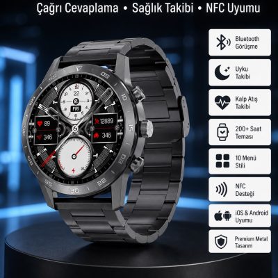 Çağrı Cevaplama Sesli Asistan Çoklu Dil Desteği 5.0 Bluetooth Akıllı Saat
