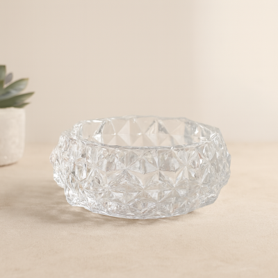 Cam Kristal Görünümlü Yuvarlak Küllük (Çap: 12.8 cm)