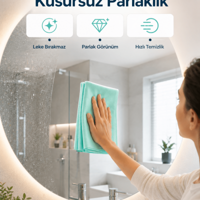 Cam Temizlik Bezi Yüksek Emici Mikrofiber Bez Cam Ayna ve Vitrin Temizliği