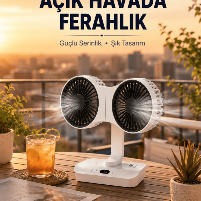 Çift Başlıklı Masa ve Duvara Monte Edilebilir Vantilatör