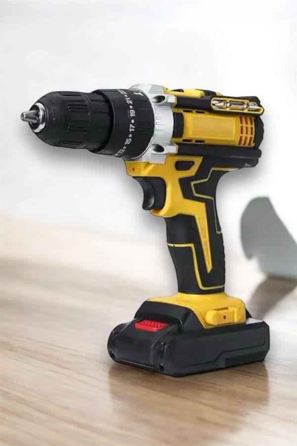 Çift Bataryalı Metal Dişli Darbeli Şarjlı Matkap Seti 24W Güç ve 24 Parça Aksesuar