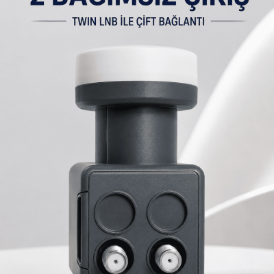 Çift Çıkışlı Twin LNB 4K Ultra HD Uyumlu Ku Band Uydu Anten Başlığı 0.1 dB