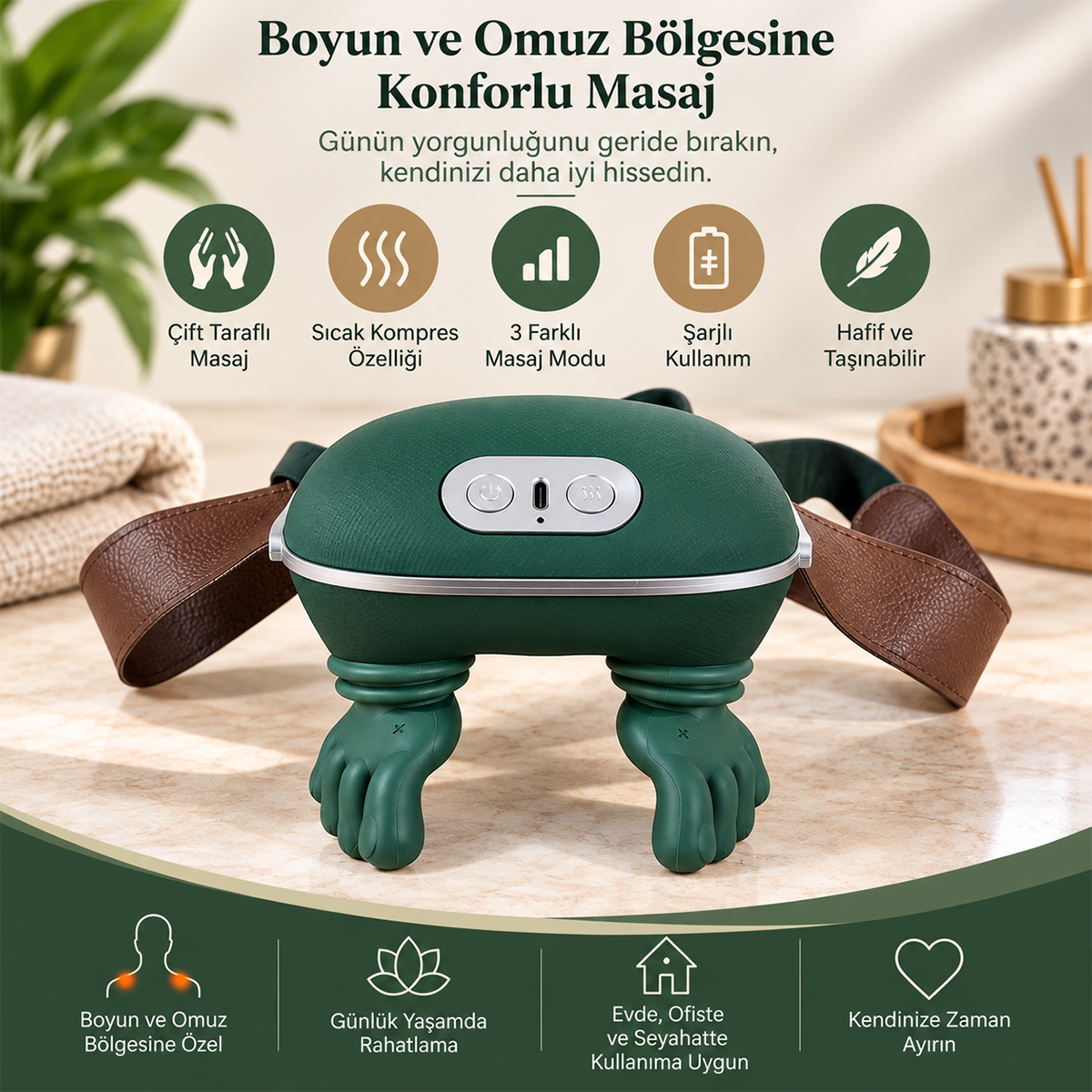 Çift El Boyun ve Omuz Masaj Aleti 5V 2000mAh