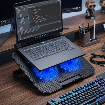 Çift Fanlı Sessiz Laptop Soğutucu 17 İnç Uyumlu Yükseltici Stand