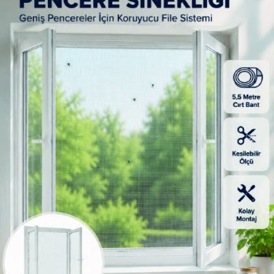 Çift Kanatlı Pencere Filesi Cırt Bantlı Sineklik Kolay Takılır